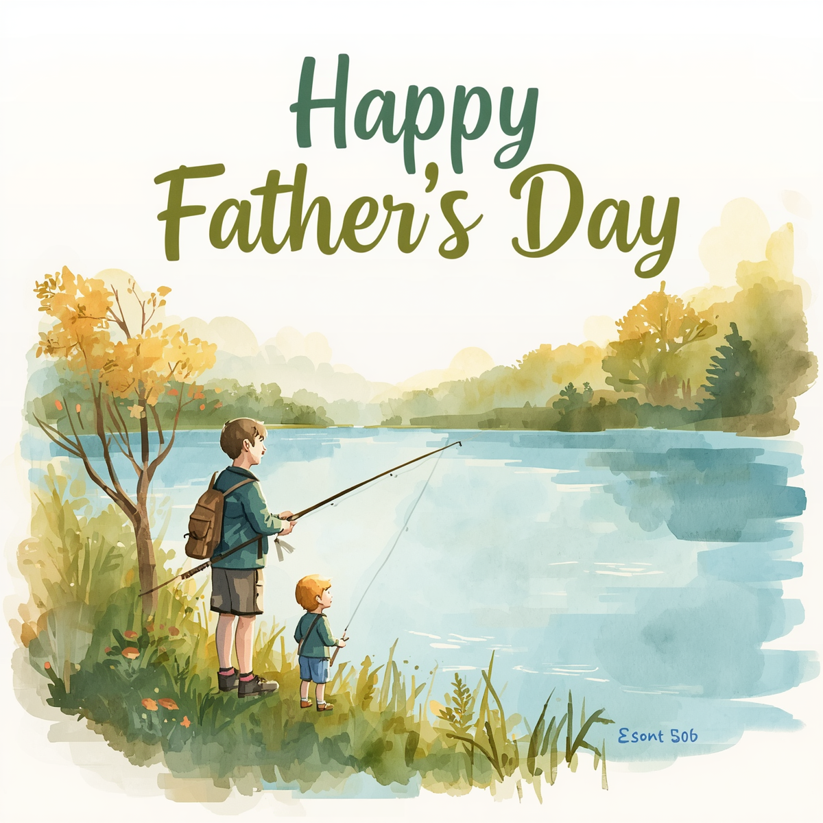 Happy Father's Day image with friendly, warm colors, cheerful and welcoming design